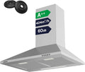 Campana Extractora 60cm CIARRA CBCS6201, Silenciosa y Eficiente, Clase A++, 404m3/h, 3 Velocidades, Filtro de Carb¨®n, Acero Inoxidable
