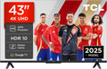 TCL Smart TV 43'' 4K LED, HDR, Dolby Audio, Google TV y Asistentes