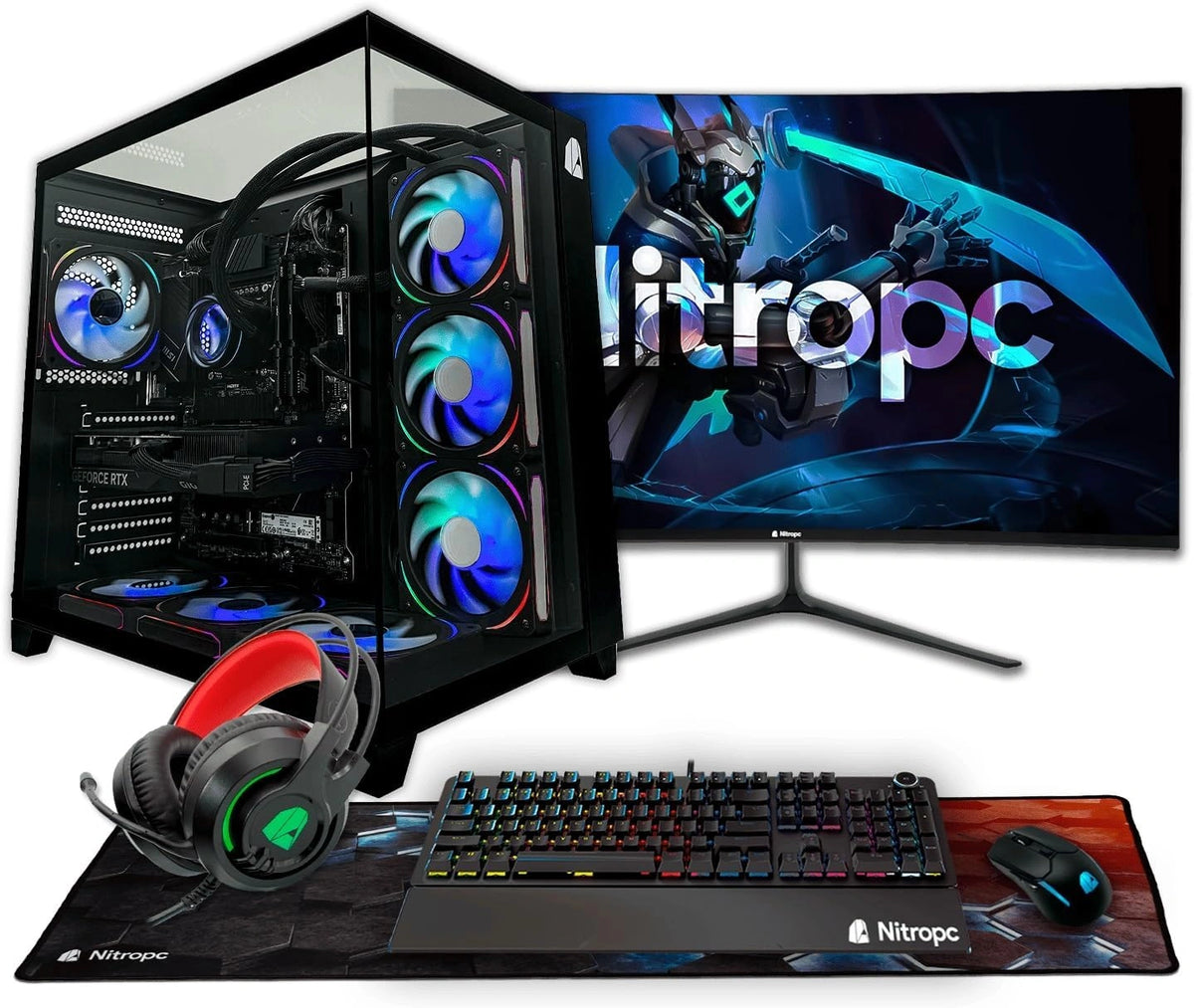 Ordenador Gaming Avanzado NitroPC Intel i7, RTX 5060, 32GB RAM, 1TB SSD, Monitor 27"