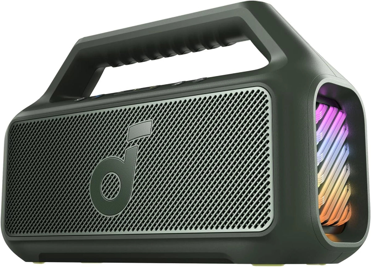 Altavoz Bluetooth Soundcore Boom 2: Sonido 80W, Luces RGB, IPX7, 24h de Reproducci¨®n