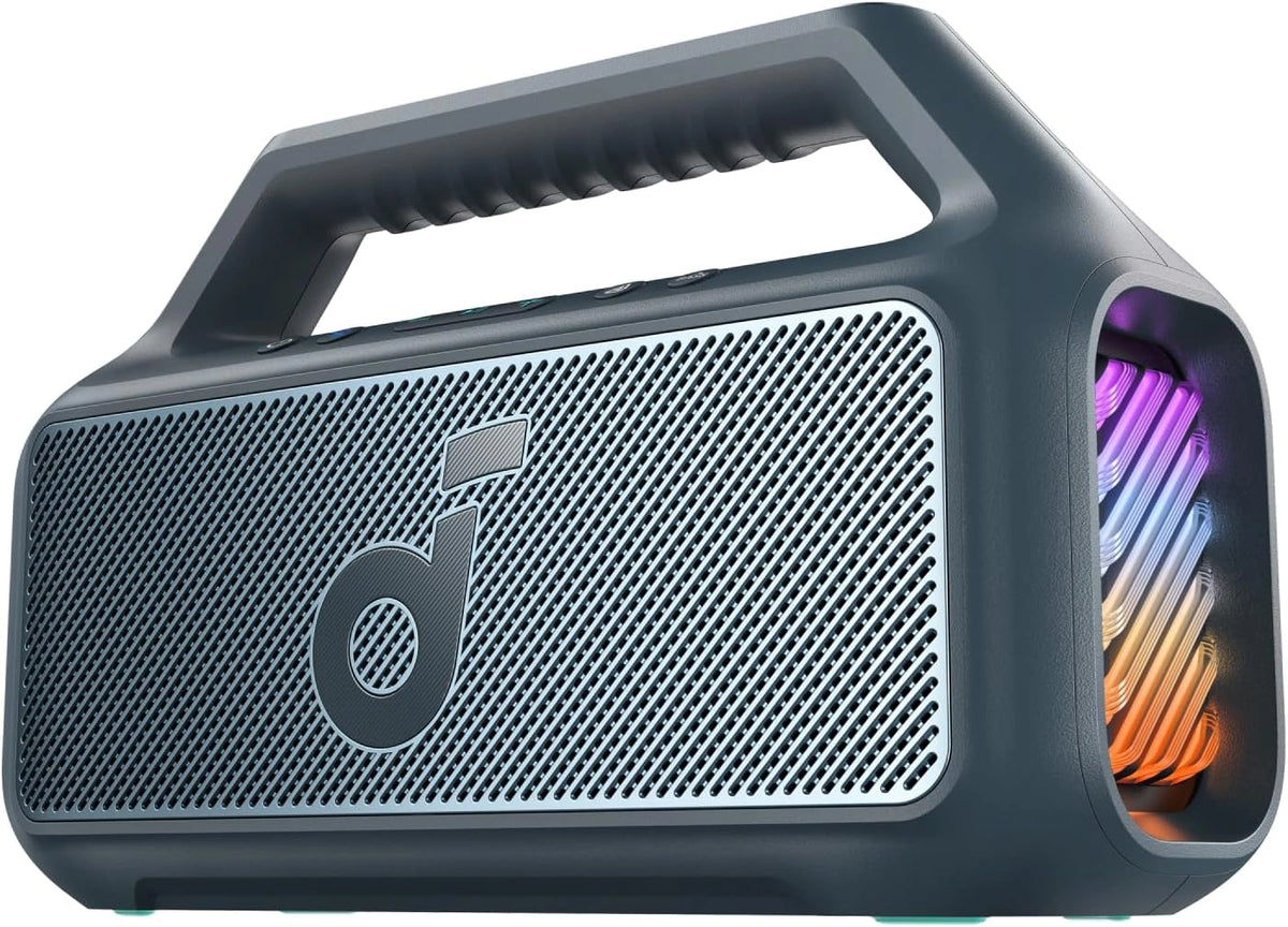 Altavoz Bluetooth Soundcore Boom 2, 80W, Subwoofer BassUp?, 24h de Bater¨ªa, IPX7, Luces RGB, USB-C, Ideal para Camping y Playa