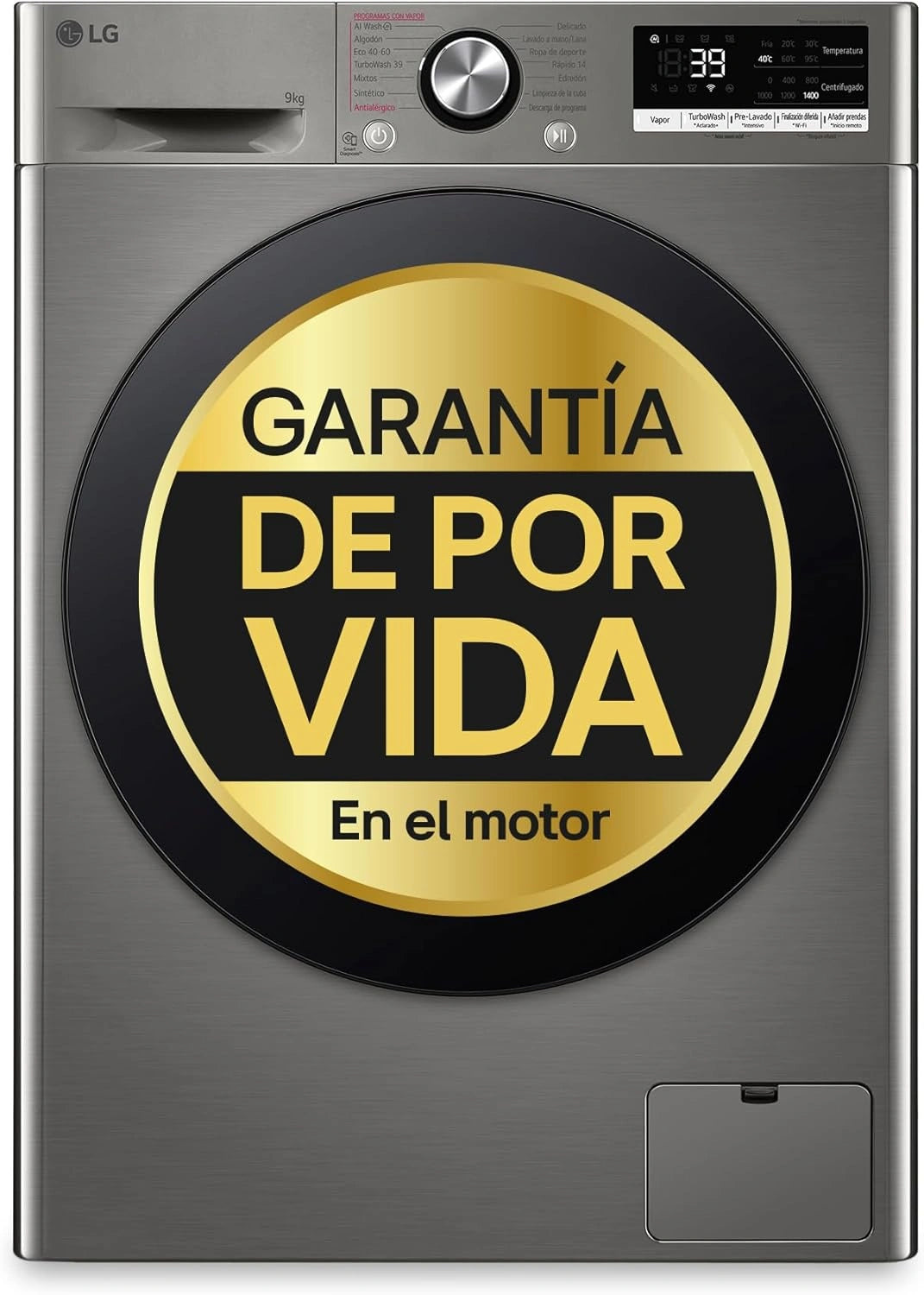 Lavasecadora LG AI Direct Drive, Turbowash 360o, 9/6kg, 1400rpm, Eficiencia Energ¨¦tica, Inoxidable
