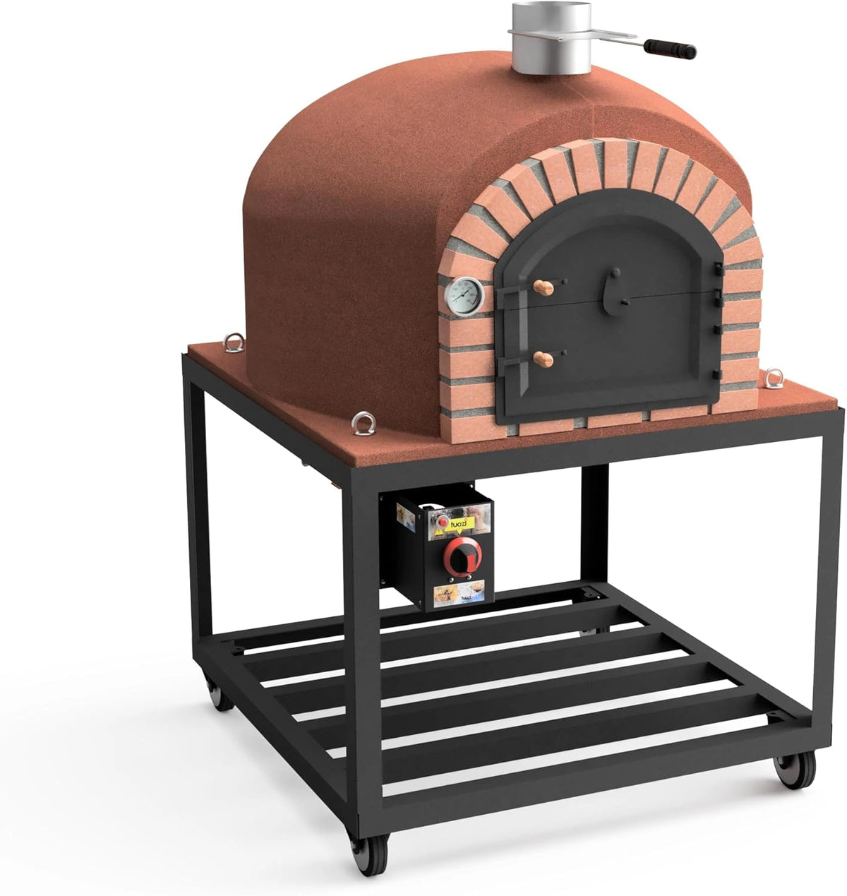 MOVELAR - Horno de Le?a Exterior GRAN CANARIA Negro 100x100x170 cm - Tradicional, Aislante, Ideal para Pan y Pizza
