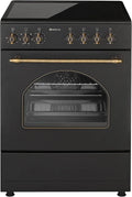 Cocina El¨¦ctrica de Vitrocer¨¢mica SOLTHERMIC con Horno Turbo, 60cm, 4 Zonas, Negra con Detalles Dorados