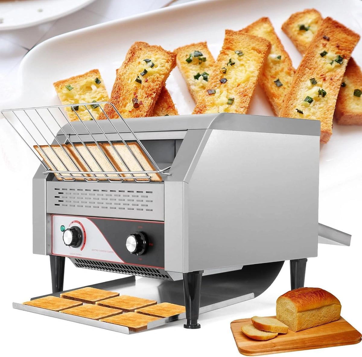 Tostadora de Cinta Industrial 2600W para 450 Rebanadas por Hora