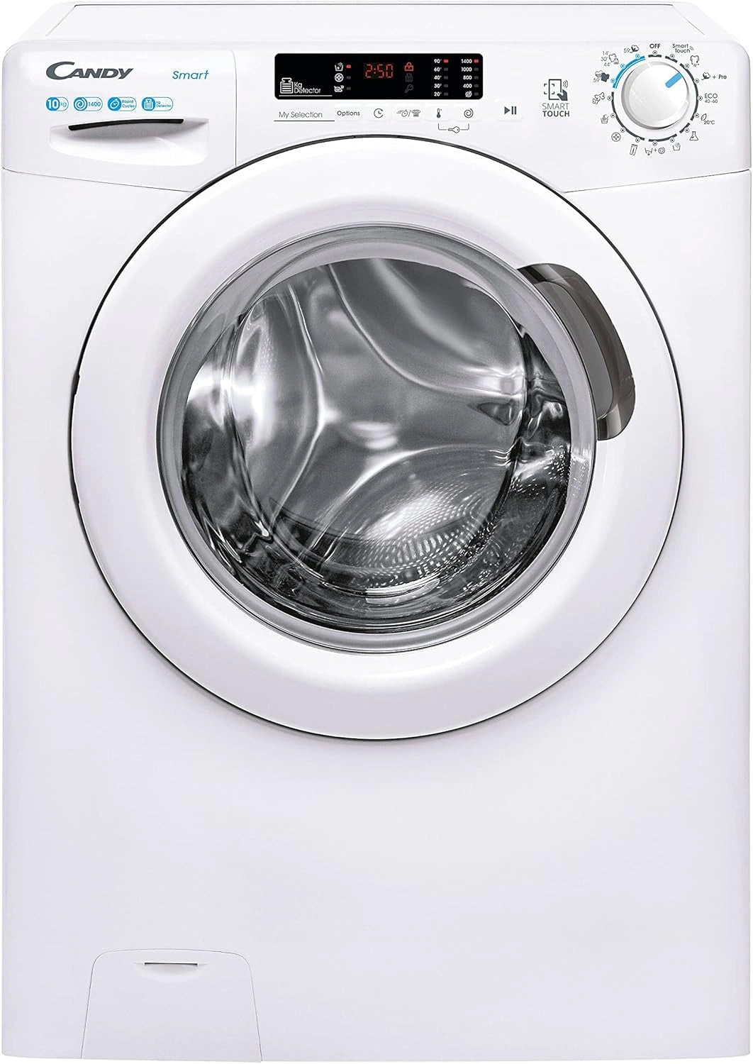 Lavadora Candy 10 KG, 1400 RPM, NFC y Voz, 15 Programas, Inicio Diferido, Blanco