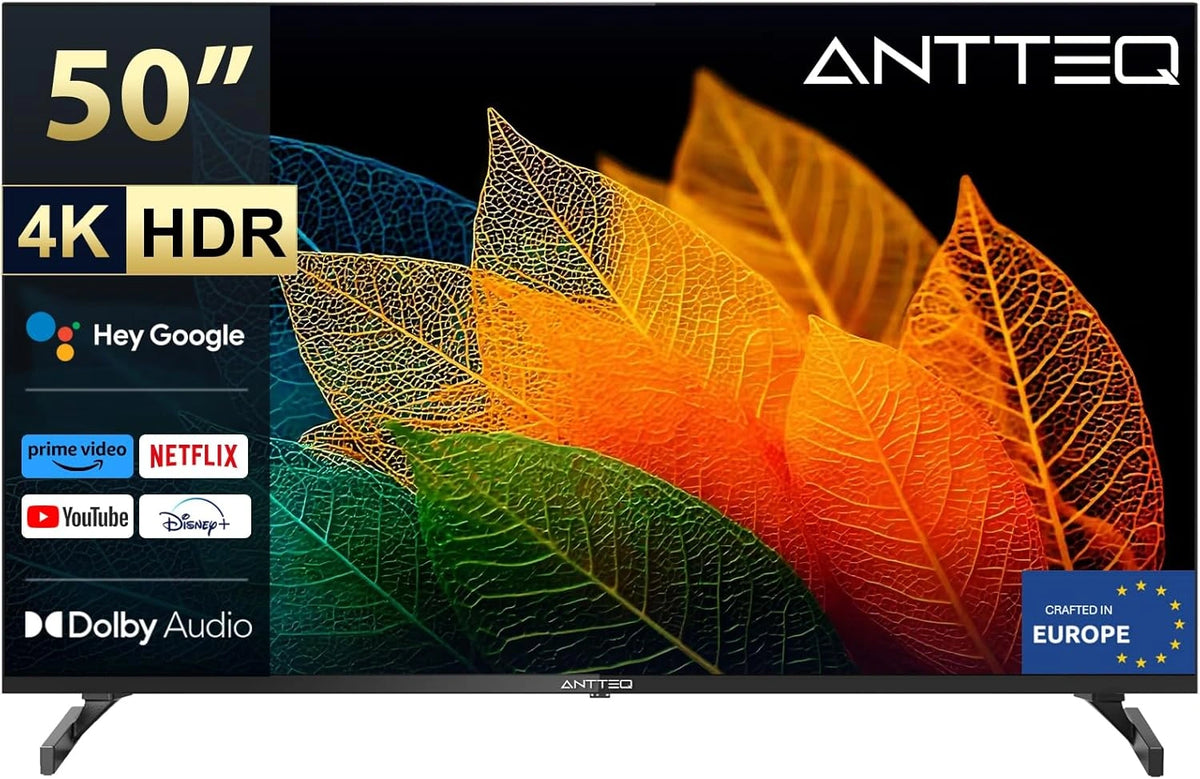 Televisor Antteq 50" 4K UHD Android, Asistente Google, Wi-Fi, Dolby, HDMI, USB, Apps Populares
