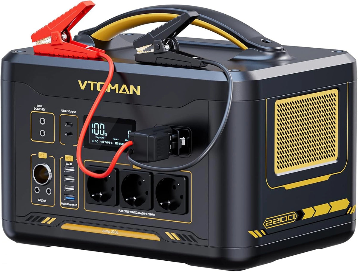 VTOMAN Jump 2200 Generador Solar Port¨¢til 2200W 1548Wh con Bater¨ªa LFP y Arrancador