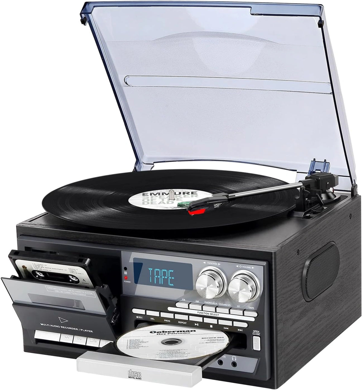 Tocadiscos Retro Multifuncional con Bluetooth y Reproductor de CD