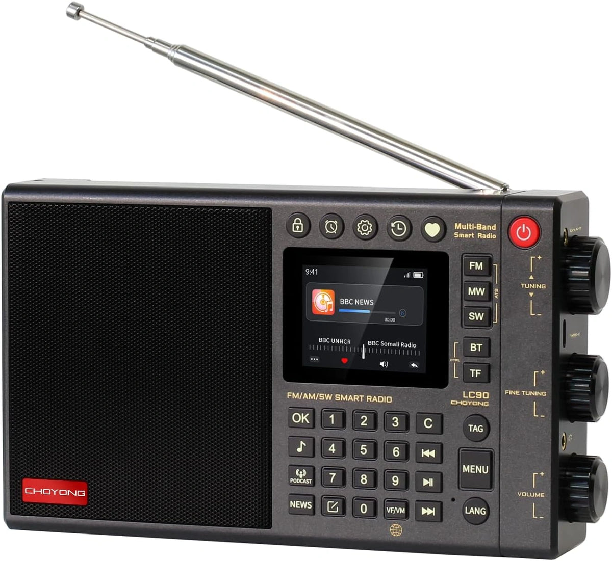 Radio Port¨¢til Inteligente CHOYONG LC90 con Internet, AM/FM, Onda Corta y Larga, SSB y Bluetooth