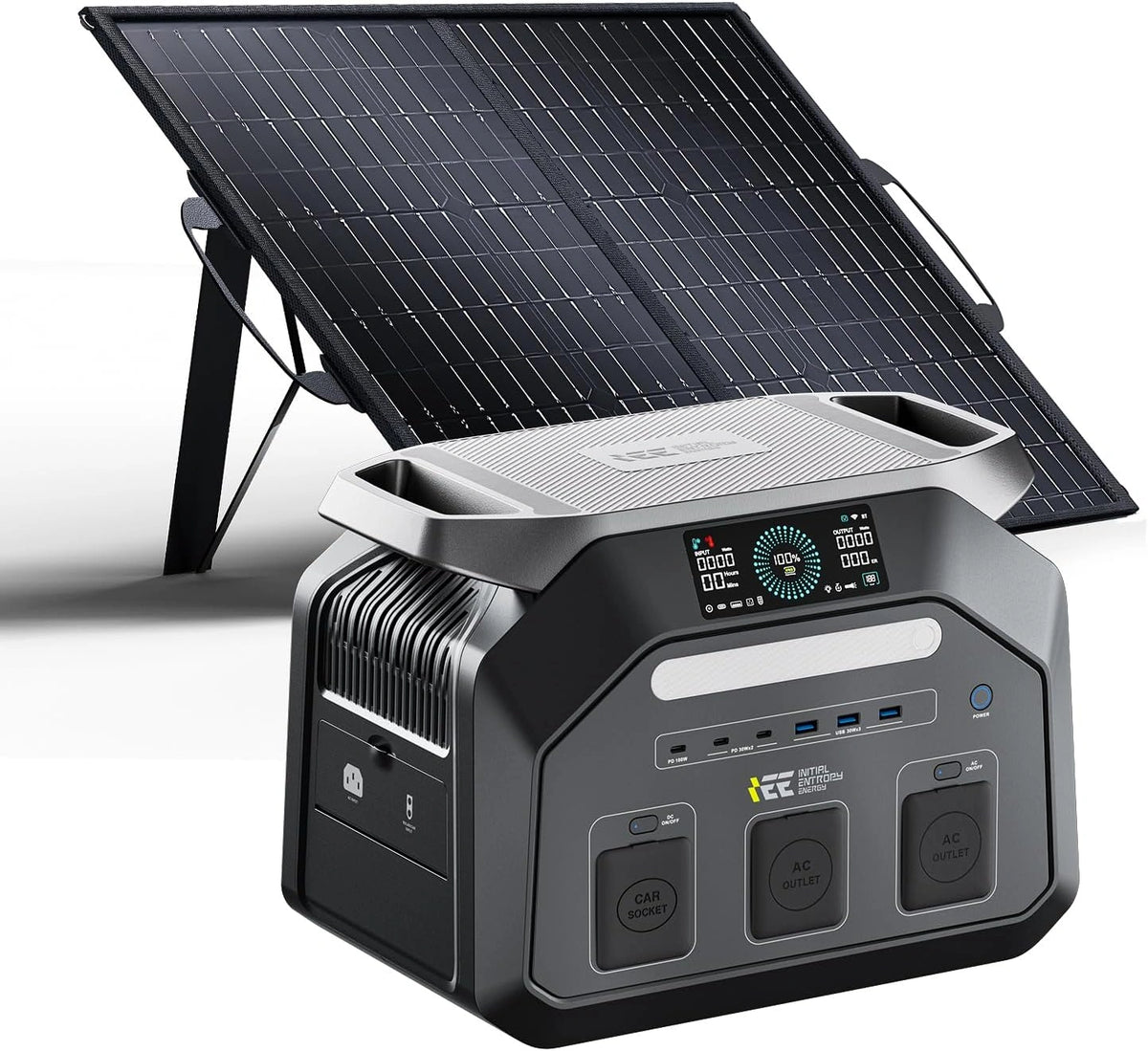 Estaci¨®n de Energ¨ªa Port¨¢til 1800W con Bater¨ªa LiFePO4 y Panel Solar 100W