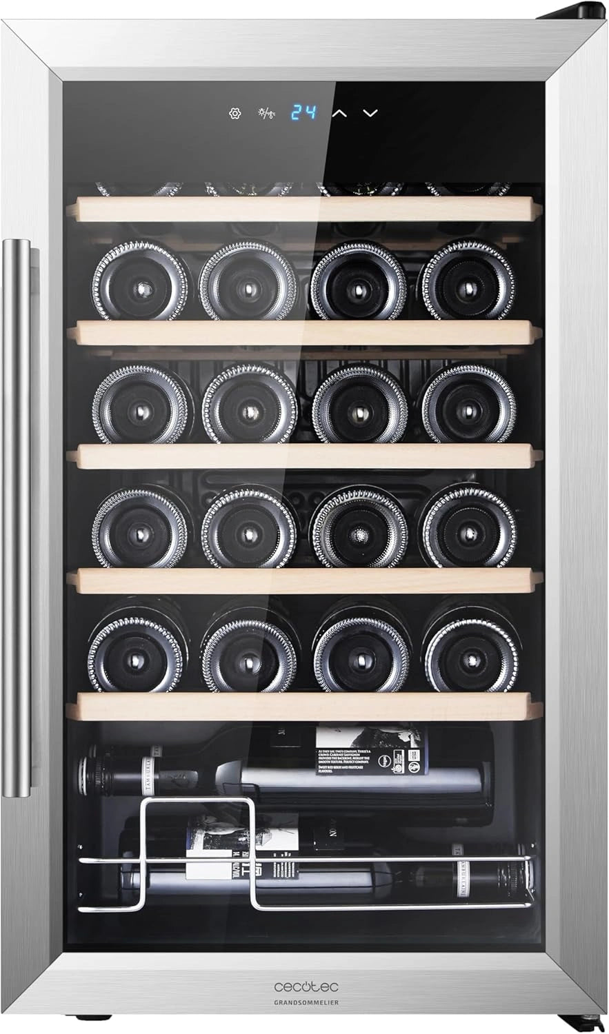 Vinoteca Cecotec 24 Botellas - Nevera Silenciosa con Compresor Inoxidable y Temperatura Regulable 5-18¡ãC
