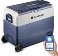 AAOBOSI Nevera Port¨¢til 60L con Ruedas y APP, Doble Zona, 20¡ãC a -20¡ãC, USB, 12/24V DC, 100-240V AC, para Camping y Viajes