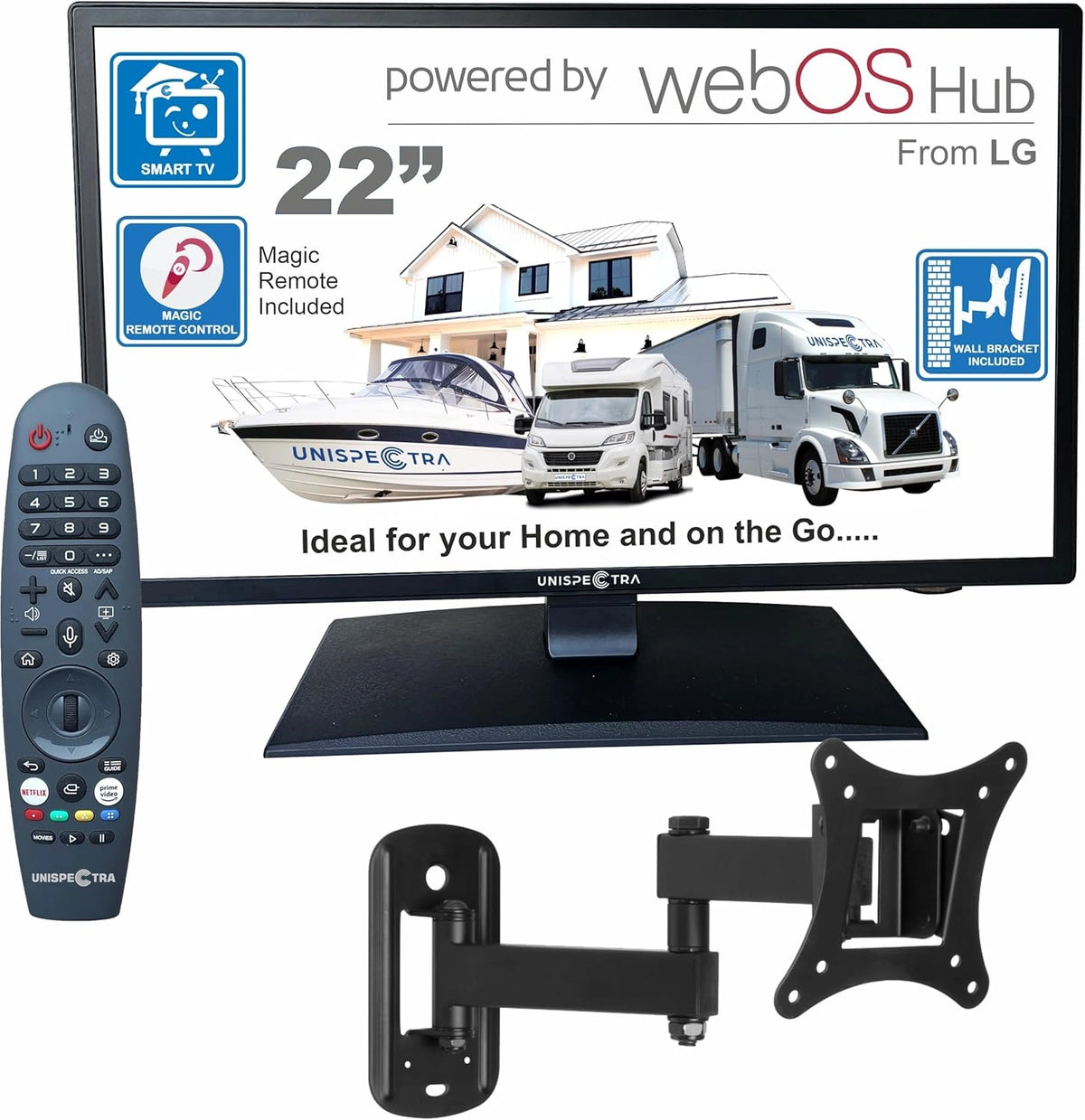 Televisor Inteligente Unispectra 22'' FHD con webOS y Sintonizador Satelital