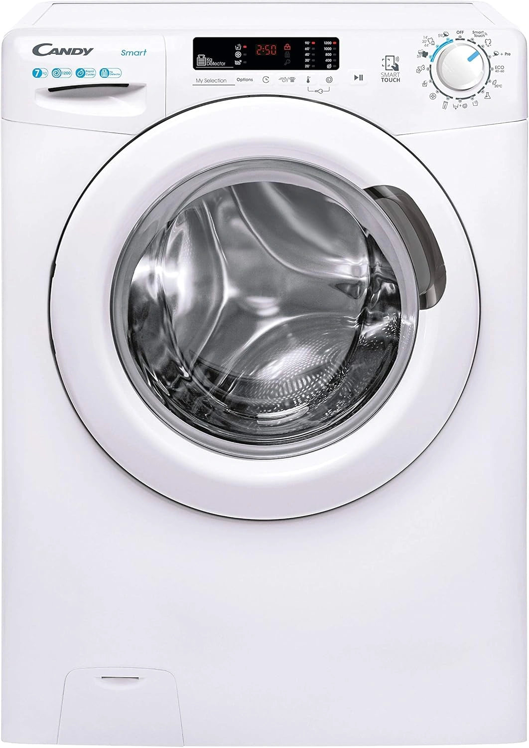 Lavadora Candy Smart 7kg, 1200 rpm, NFC, 5 Programas R¨¢pidos, 45cm de Profundidad, Blanco