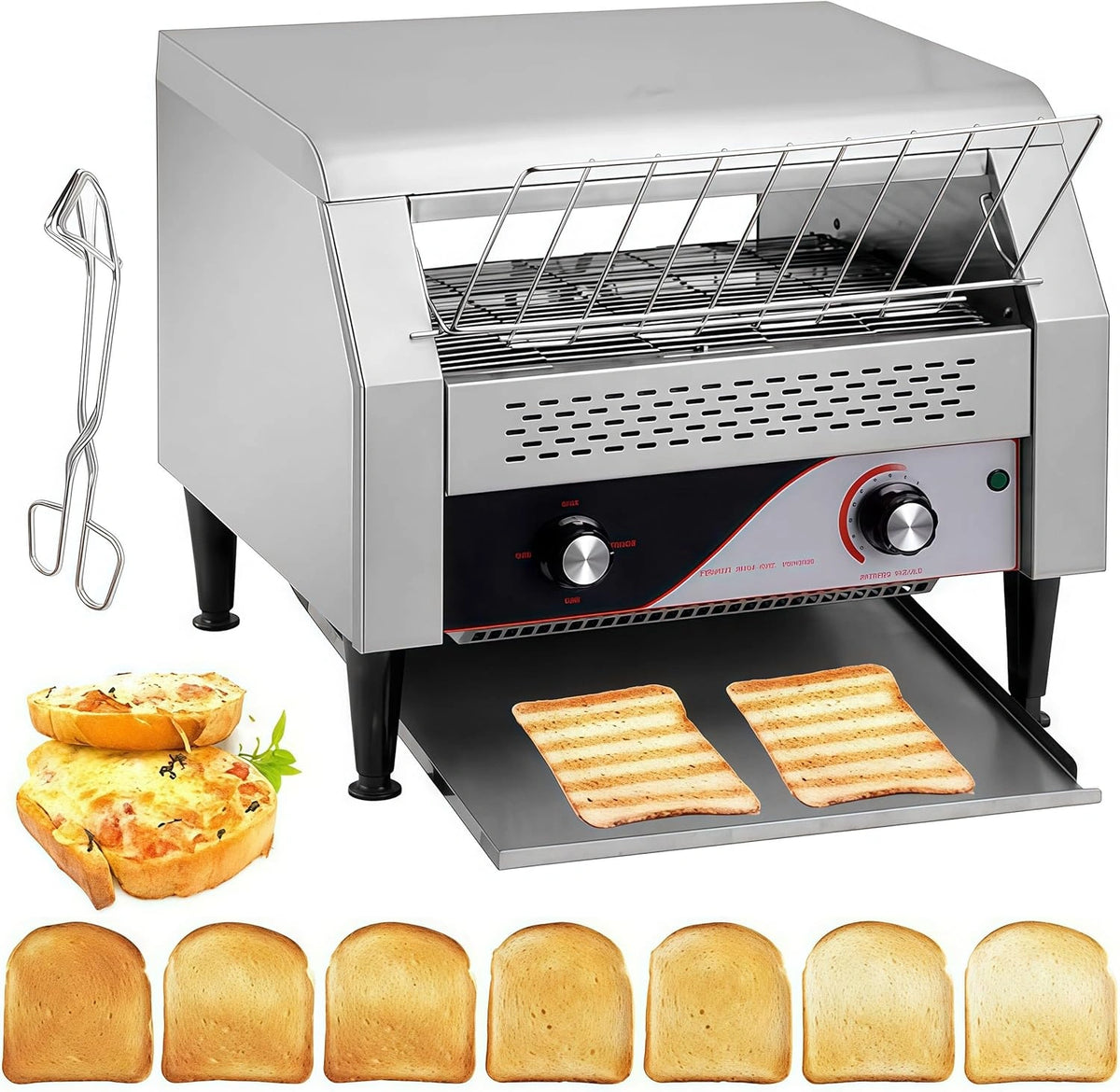 Tostadora Industrial de Cinta, Capacidad 150/300/450 Rebanadas por Hora, Acero Inoxidable Robusto, Ideal para Panecillos y Bagels